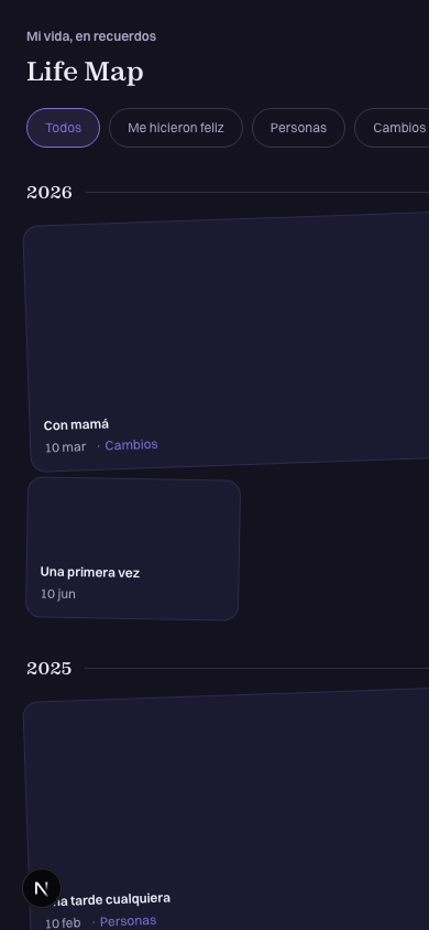 El Life Map de Neli, con recuerdos organizados por año